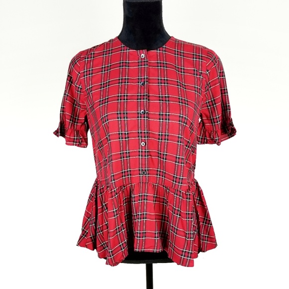 MADEWELL Studio Ruffle Hem Top in Plaid - Picture 5 of 8